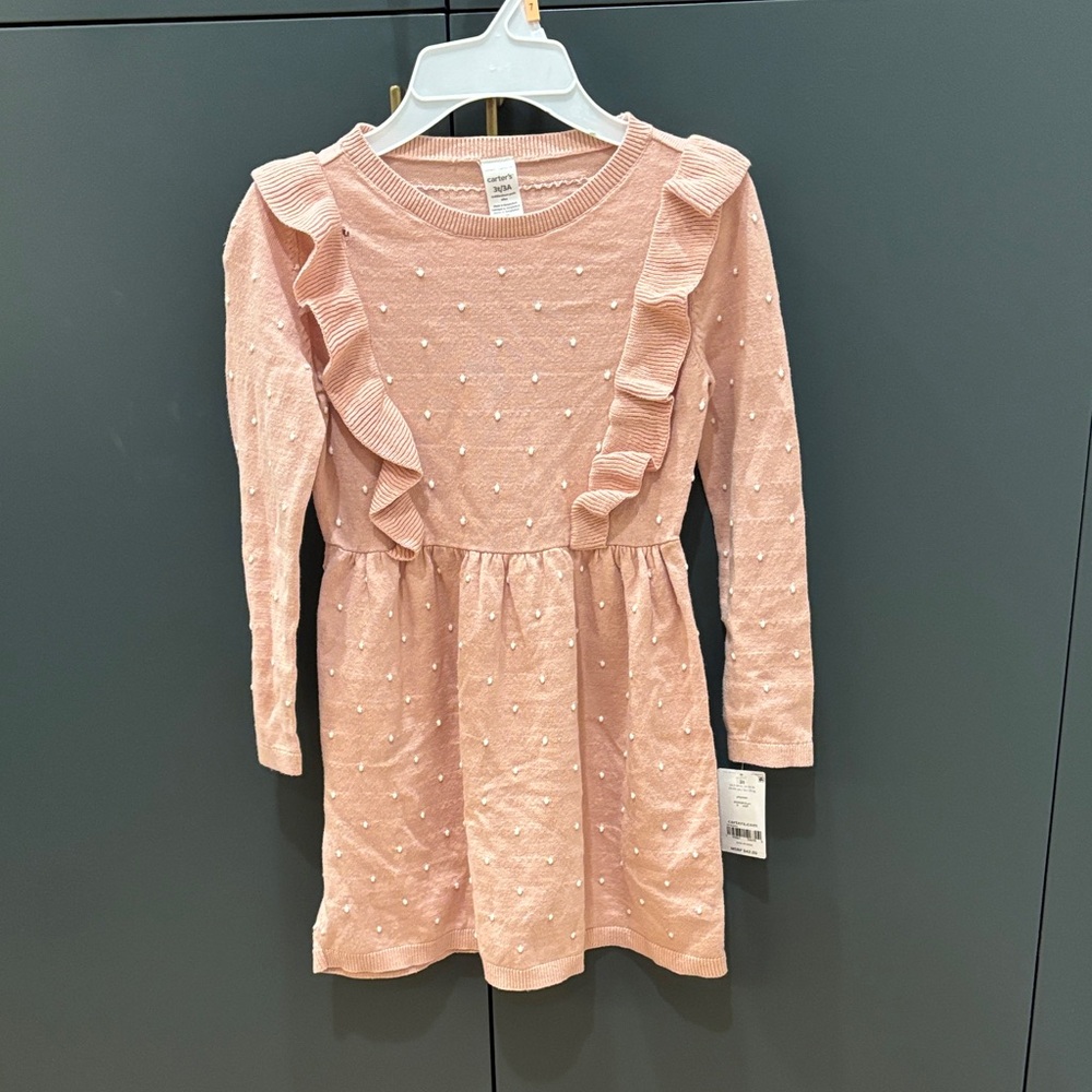 Carter's Pink Ruffle Long Sleeve Dress